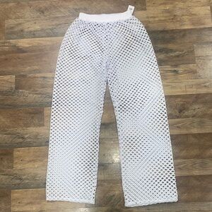 Kiwi + Punch White Fishnet Cover Up Beach Pants Small NWT‎